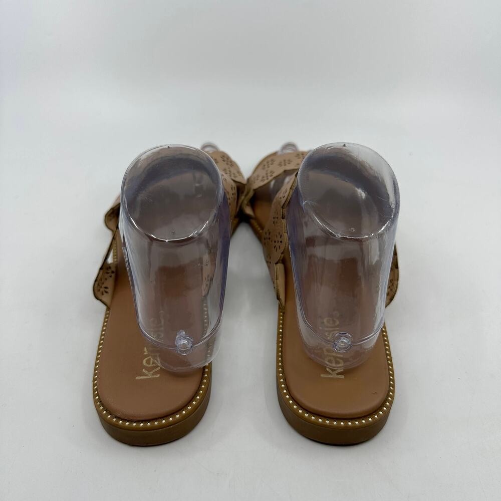 Kensie Sandals Floral Laser Cutout WMNS 9.5 Tan Slide On Boho Coastal Casual - Picture 3 of 10
